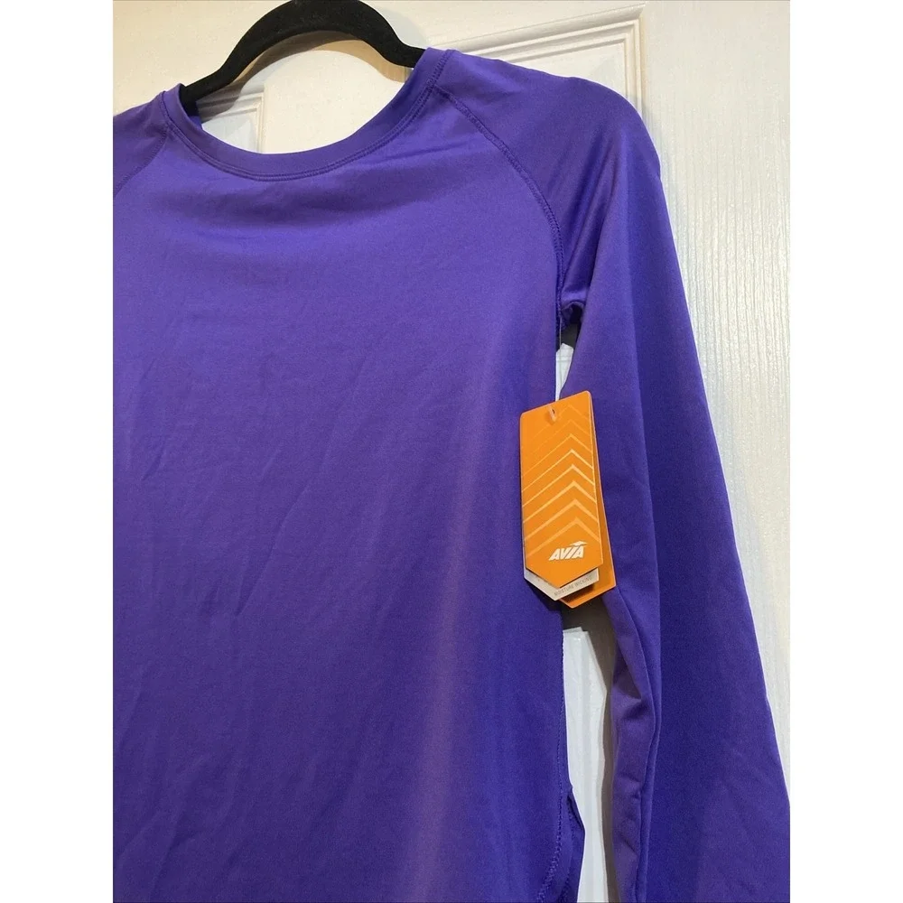 NEW AVIA GIRL Long Sleeve Rashguard LARGE 10/12 Purple NWT Purple